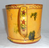 1992 Breininger Glazed Sgraffito Decorated Yellow Quart Mug Patriotic Eagle