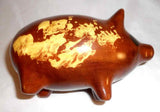 1988 Breininger Glazed Redware Penny Bank Pig Standing Brown Yellow Highlights