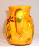 1992 Breininger Redware Flat Sided Pitcher Sgraffito Distelfink, Tulip & Flowers
