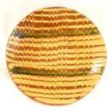1977 Breininger Redware Glazed Slip Decorated 7" Pie Plate Yellow Brown & Green