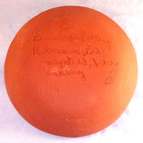 2000 Redware Glazed Slip Decorated Round 7" Pie Plate Yellow on Brown with Green Highlights By Lester Breininger
