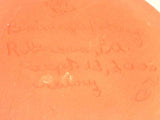 2000 Redware Glazed Slip Decorated Round 7" Pie Plate Yellow on Brown with Green Highlights By Lester Breininger