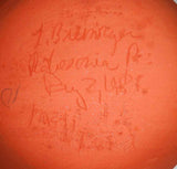 1981 Breininger Redware Glazed Slip Decorated 7" Pie Plate Yellow Brown & Green