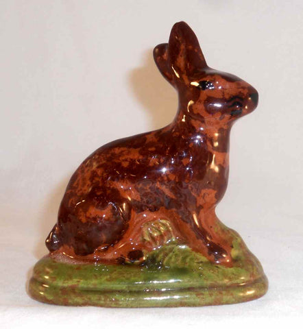 2001 Glazed Redware Figurine Bunny Rabbit Sitting on Hind Leg Breininger Pottery