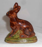 2001 Glazed Redware Figurine Bunny Rabbit Sitting on Hind Leg Breininger Pottery