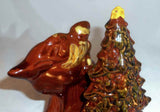 1994 Breininger Glazed Redware Figurine Bearded Santa Reindeer Christmas Tree