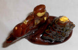 1994 Breininger Glazed Redware Figurine Bearded Santa Reindeer Christmas Tree