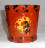 2002 Breininger Glazed Sponge Decorated Redware Tumbler Yellow & Black Design