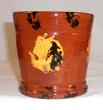 2002 Breininger Glazed Sponge Decorated Redware Tumbler Yellow & Black Design