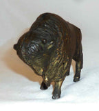 Antique Cast Iron Gold Painted Still Penny Bank Buffalo Bison by A.C. Williams