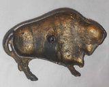 Antique Cast Iron Gold Painted Still Penny Bank Buffalo Bison by A.C. Williams