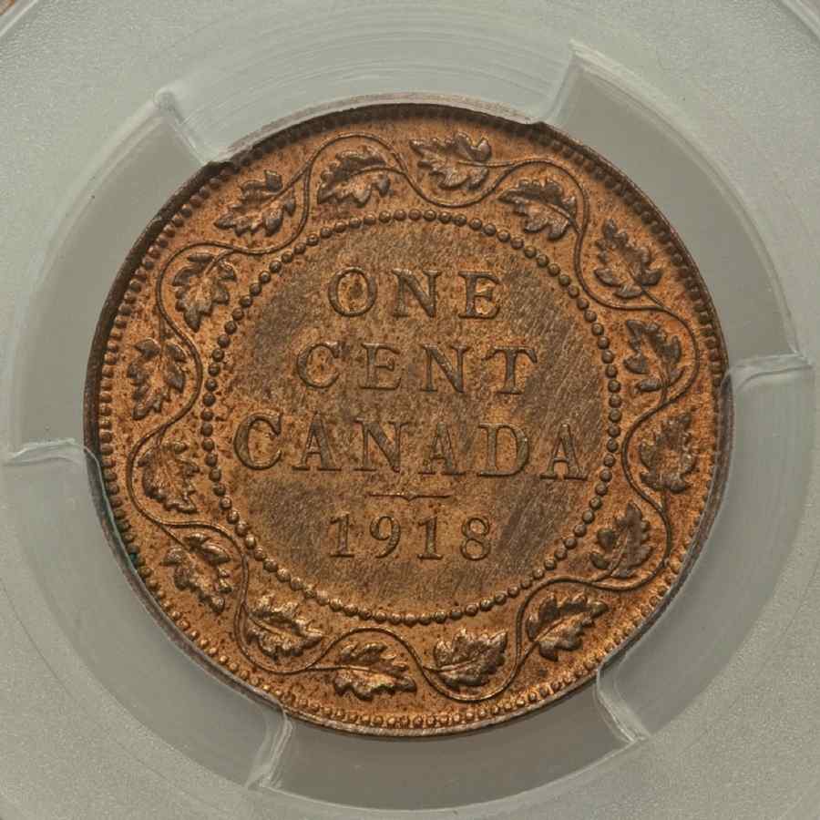 1918 Bronze Coin Canada One Cent King George V of Great Britain