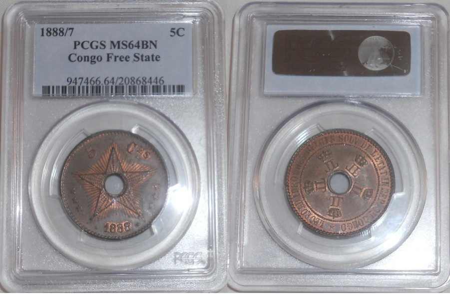 Beautiful Brown Copper Coin Hole in Middle Five Centimes 1888