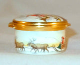Cartier Round Enameled Box "Christmas 1979" Santa & Rain Deer On Roof England