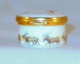 Cartier Round Enameled Box "Christmas 1979" Santa & Rain Deer On Roof England