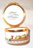 Cartier Round Enameled Box "Christmas 1979" Santa & Rain Deer On Roof England