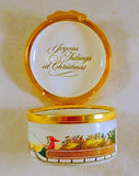 Cartier Round Enameled Box "Christmas 1979" Santa & Rain Deer On Roof England