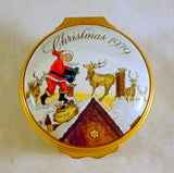Cartier Round Enameled Box "Christmas 1979" Santa & Rain Deer On Roof England