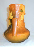 Beautiful 1940s Roseville Pottery Two Handled Vase Brown Clematis Pattern 106-7"