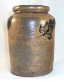 Antique Stoneware Crock Salt Glazed and Decorated Cobalt Blue on Brown Design