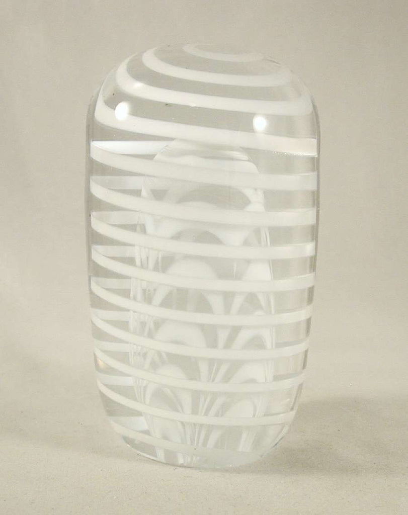 Clear and White Spiral Ornament — Thames Glass