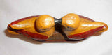 Late 1900s Folk Art Love Birds Polychrome Painted Composition By J R Dierwechter