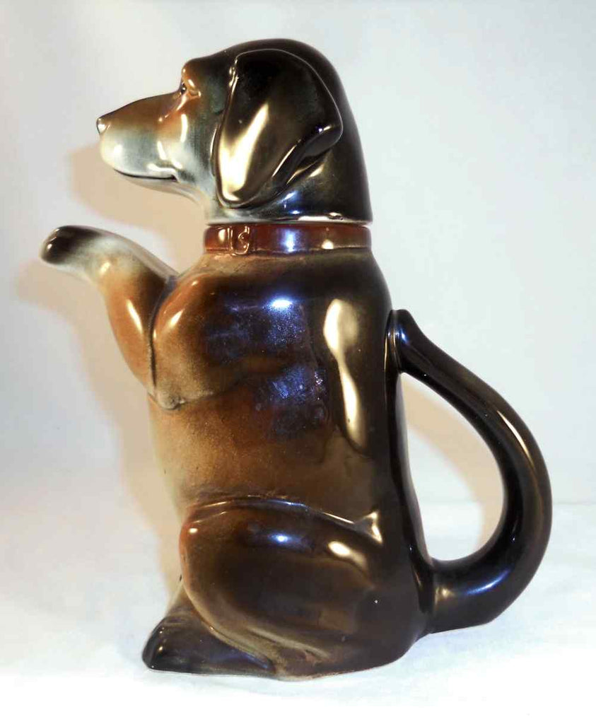 Vintage Erphila Figural Pottery Teapot Dog with Raised Paw Made in Ger
