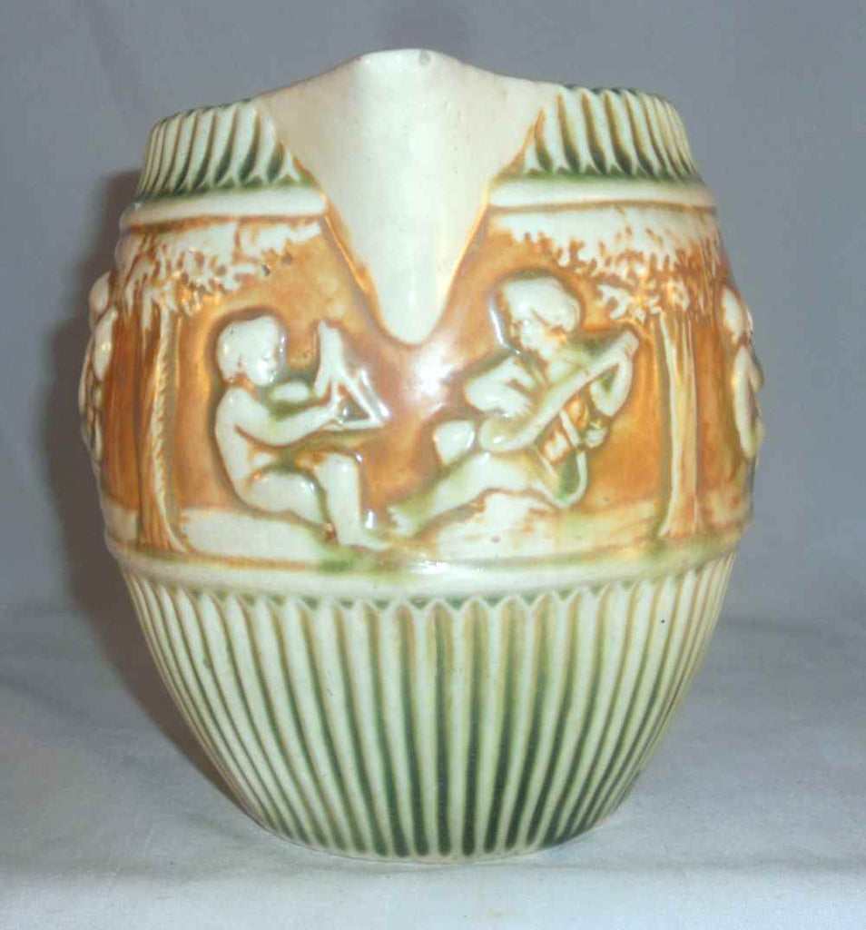 Stoneware Pitcher w/ Wax Relief Grid Pattern