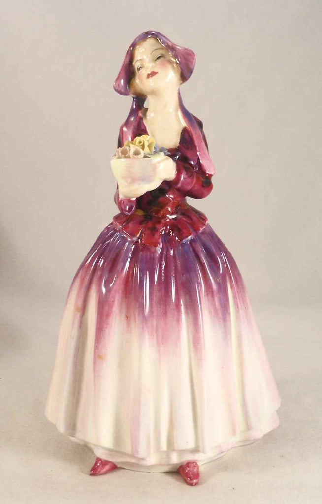 Vintage Bone China Colorful English Royal Doulton Figurine Woman Sitting  With Flowers in Her Hand Day Dreams HN 1731 By Leslie Harradine