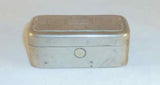 Antique Travel Double Glass Inkwell in Metal Box with Hinged Decorated Lid