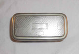 Antique Travel Double Glass Inkwell in Metal Box with Hinged Decorated Lid