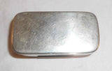 Antique Travel Double Glass Inkwell in Metal Box with Hinged Decorated Lid