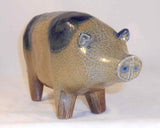 1985 Salt Glazed Stoneware Cobalt Blue on Gray Folk Art Pig David Eldreth PA