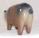 1985 Salt Glazed Stoneware Cobalt Blue on Gray Folk Art Pig David Eldreth PA