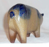 1985 Salt Glazed Stoneware Cobalt Blue on Gray Folk Art Pig David Eldreth PA