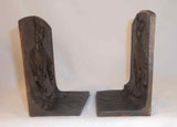 Vintage Cast Iron Bookends End of The Trail Indian Warrior W/ Spear on Horseback