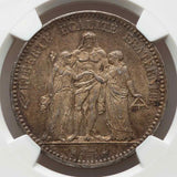 France Republic 1875A Large Crown Size Silver Coin 5 Francs NGC Mint State 62