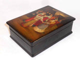 1986 Fedoskino Signed Hand Painted Russian Lacquer Box Dancing In Village Square