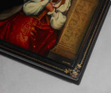 1995 Hand Painted Fedoskino Russian Lacquer Box Girl at the Stove By Vragova