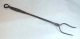 Antique Forged Wrought Iron Butcher Flesh Fork Rat Tail Hanger Stamped RB