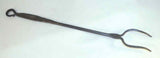 Antique Forged Wrought Iron Butcher Flesh Fork Rat Tail Hanger Stamped RB