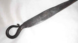 Antique Forged Wrought Iron Butcher Flesh Fork Rat Tail Hanger Stamped RB