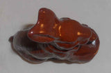 1989 Glazed Redware Brown Rabbit Figurine Yellow Sponged Decoration by Ned Foltz
