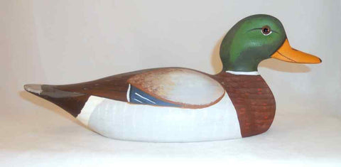 1977 Painted Carved Wood Decorative Mallard Drake Decoy Glass Eyes By WL Gable
