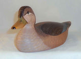 1977 Painted Carved Wood Decorative Mallard Hen Decoy Glass Eyes By WL Gable