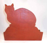 977 Walter & June Gottshall Carved Painted Wood Comb Box Brown Cat Crouching