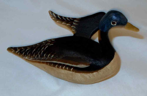 Folk Art Painted Hand Carved Wood Goose w/ Spread Wings Walter & June Gottshall