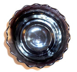 Dark Blue or Purple Carnival Glass Footed Bowl Heavy Grape Design Scalloped Edge
