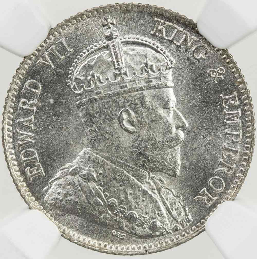 Lustrous 1904 Silver Small Coin 10 Cents Hong Kong Edward VII of