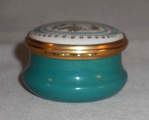 Halcyon Days Enamels England Round Box Doves on Branches Design Happy Birthday